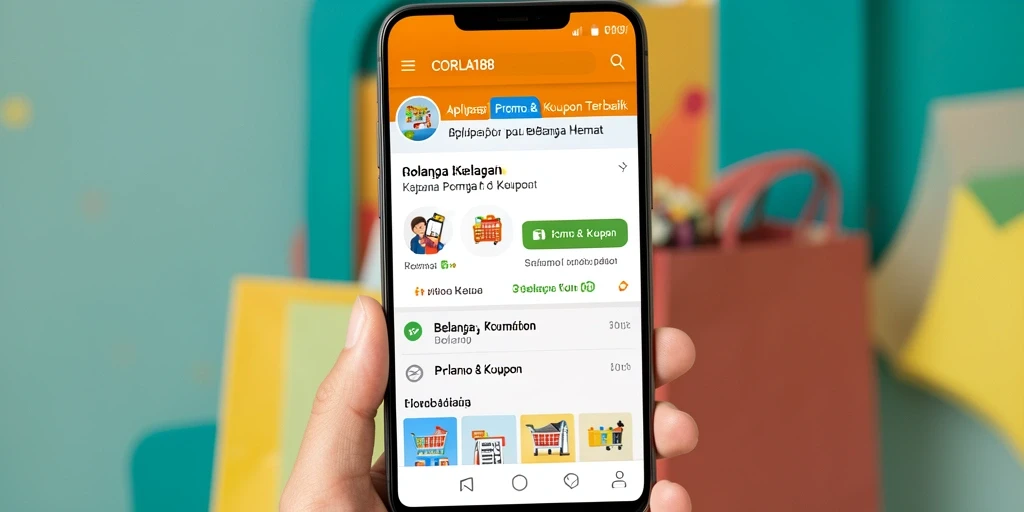 Antarmuka aplikasi CORLA188 dengan berbagai kupon dan promo menarik.