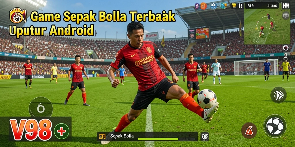 Antarmuka pengguna V98 yang menarik dengan fitur Sepak Bola.