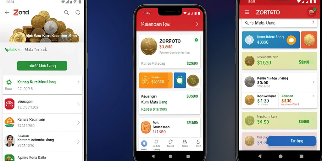 Antarmuka ZORTOTO yang modern dan informatif untuk kurs mata uang.