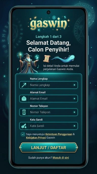 Tampilan halaman daftar gaswin