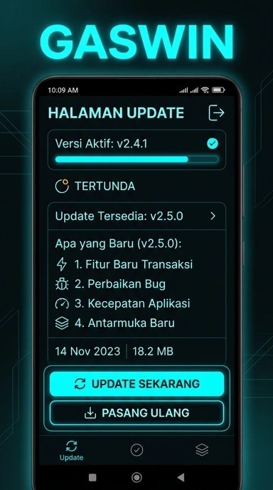 Tampilan riwayat versi gaswin